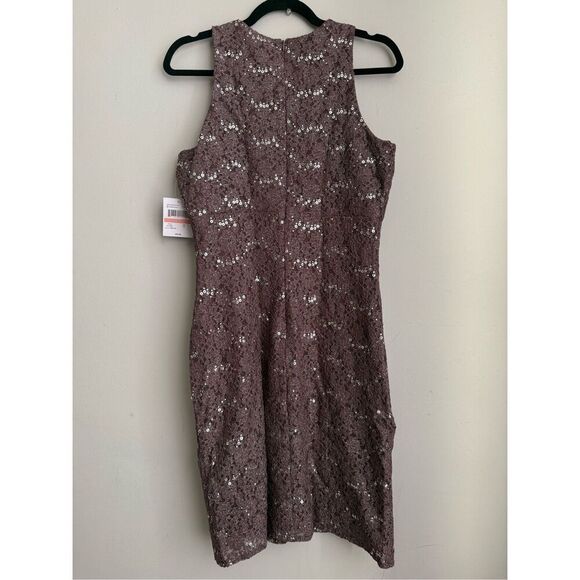 Nightway Mauve sequined lace cocktail dress size 10 - Picture 9 of 9